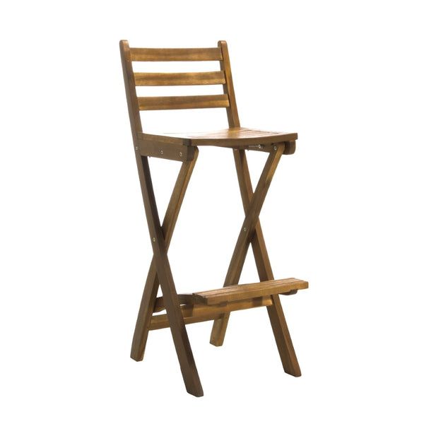 English Elm Outdoor Acacia Folding Barstools Solid Wood Teak Finish Weather Resistant Set of 2 N772P387172B