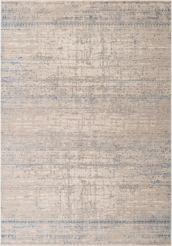 Unique Loom Deepa Ordine Machine Made Geometric Rug Gray Blue, Ivory 6' 1" x 8' 10"