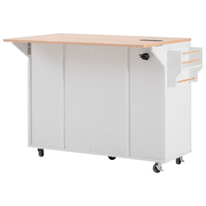 English Elm K&k Fluted Rolling Kitchen Island Faux Marble Top Power Outlet Storage Drawers White N707P353945W
