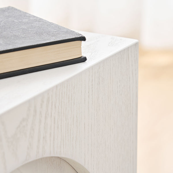 English Elm 15.74'' Modern Square Side Table Compact Accent Nightstand MDF Imitation Wood Durable Stylish Decor White W876P245148