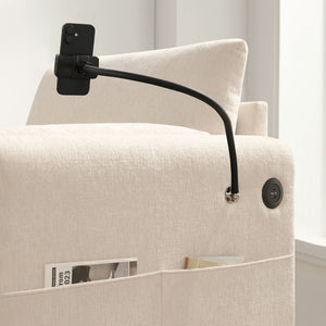 English Elm 37" Oversized Chenille Armchair with Ottoman Usb Charging Pocket Spring Living Room Beige N723P387145A
