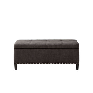 JLA Home Madison Park - Tufted Blue Storage Bench with Soft-Close Lift Top, Elegant Upholstered Seating and Noir Legs Charcoal FPF18-0502