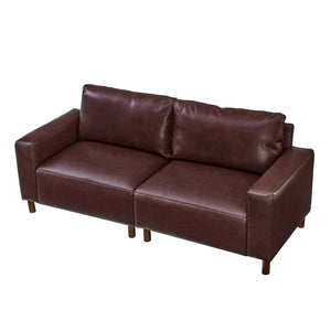 English Elm 78.5" Mid-century Faux Leather Loveseat with Solid Wood Legs for Living Room or Apartment Burgundy W1097S00253