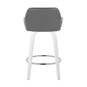 English Elm Fixed-height Swivel Counter Stools with Faux Leather Seats and Chrome Footrest Set of 2 Grey B202S01816