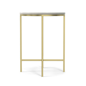 English Elm Tara Gold Side Table with White Marble Top – Handcrafted Iron & Wood Accent, Versatile End Table B136P203474