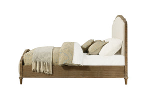 English Elm Wallace & Bay - Brown Rustic Upholstered King Bed with Sandstone Buff & Cream Accents, Easy-Care Wood Design taupe B361S00005