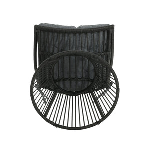 English Elm Christopher Knight Home® - ELAINE Retro Wicker High-Back Chair in Grey — PE Rattan Papasan Base, Weather-Resistant Boho Accent N775P188548G