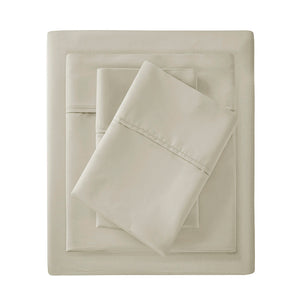 JLA Home Madison Park - Cotton sateen 4-piece sheet set with 1500TC peached finish, OEKO-TEX certified, wrinkle-resistant luxury Ivory MP20-4847