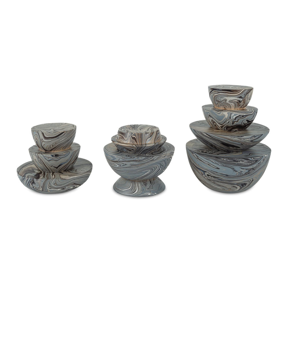 Currey & Company Marbleized Stacking Box Set Of 3 - Elegant Gray Decorative Containers For Stylish Home Storage Gray Wood 1200-1049-currey-company