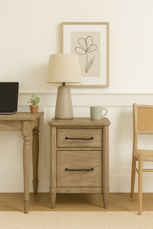 English Elm 2 Drawer Filing Cabinet with Mindi Veneer Finish, Dual Letter & Legal Drawers, Smooth Glides, Sturdy Legs Sand 27.25 L x 23.5 W x 28.25 H B2699P373699