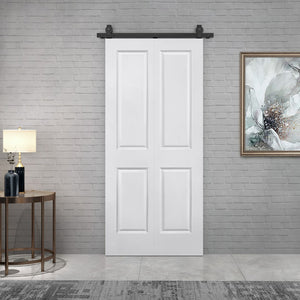 English Elm 24 in Primed Mdf Bi-fold Barn Door with Raised 6-panel Profile and Sliding Hardware White B2763P491040