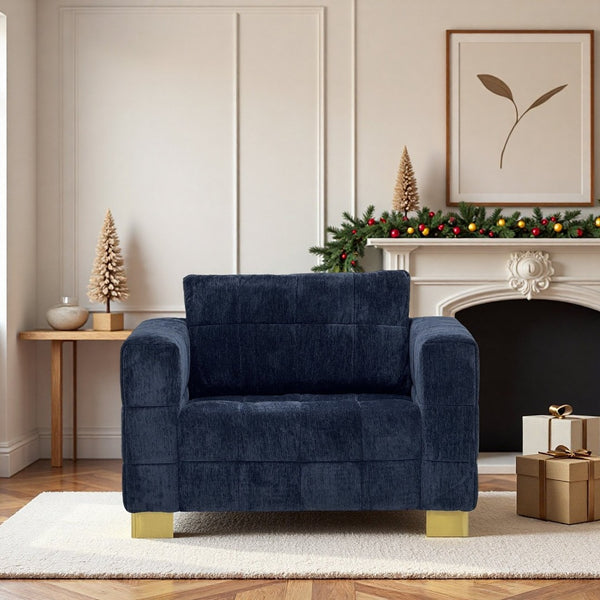 English Elm Fx-p54-1s-rb Plush Polyester Accent Chair with Gold Metal Legs for Modern Interiors W576S00171