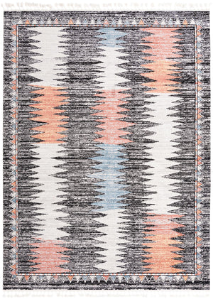 Unique Loom Aramis Landon Machine Made Tribal Rug Multi, Black/Ivory/Light Blue/Terracotta/Orange 9' 0" x 12' 2"