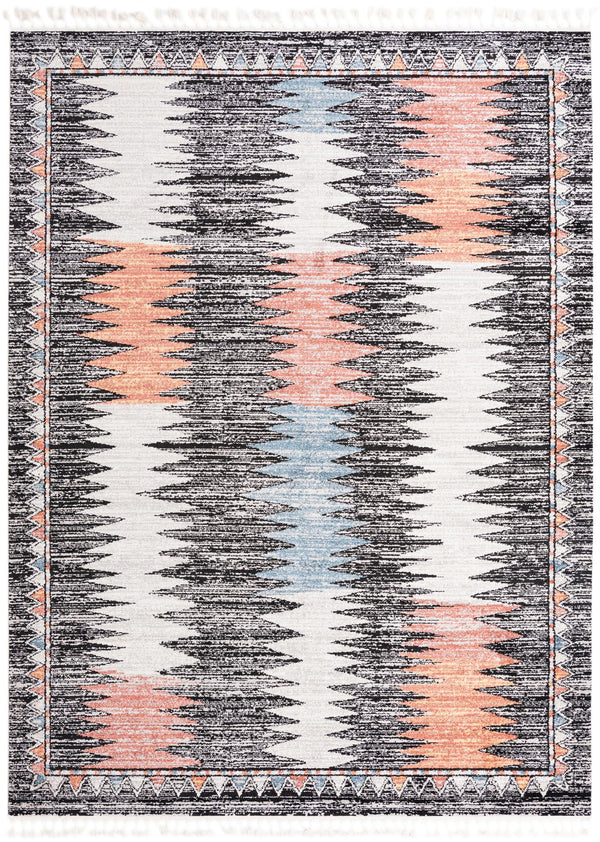 Unique Loom Aramis Landon Machine Made Tribal Rug Multi, Black/Ivory/Light Blue/Terracotta/Orange 9' 0" x 12' 2"