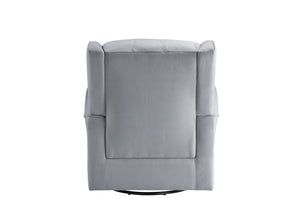 English Elm Zeger Gray Fabric Glider Chair with Swivel, Plush Upholstery, Nail-Head Detail & Side Pocket Options B2726P242563