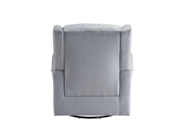 English Elm Zeger Gray Fabric Glider Chair with Swivel, Plush Upholstery, Nail-Head Detail & Side Pocket Options B2726P242563
