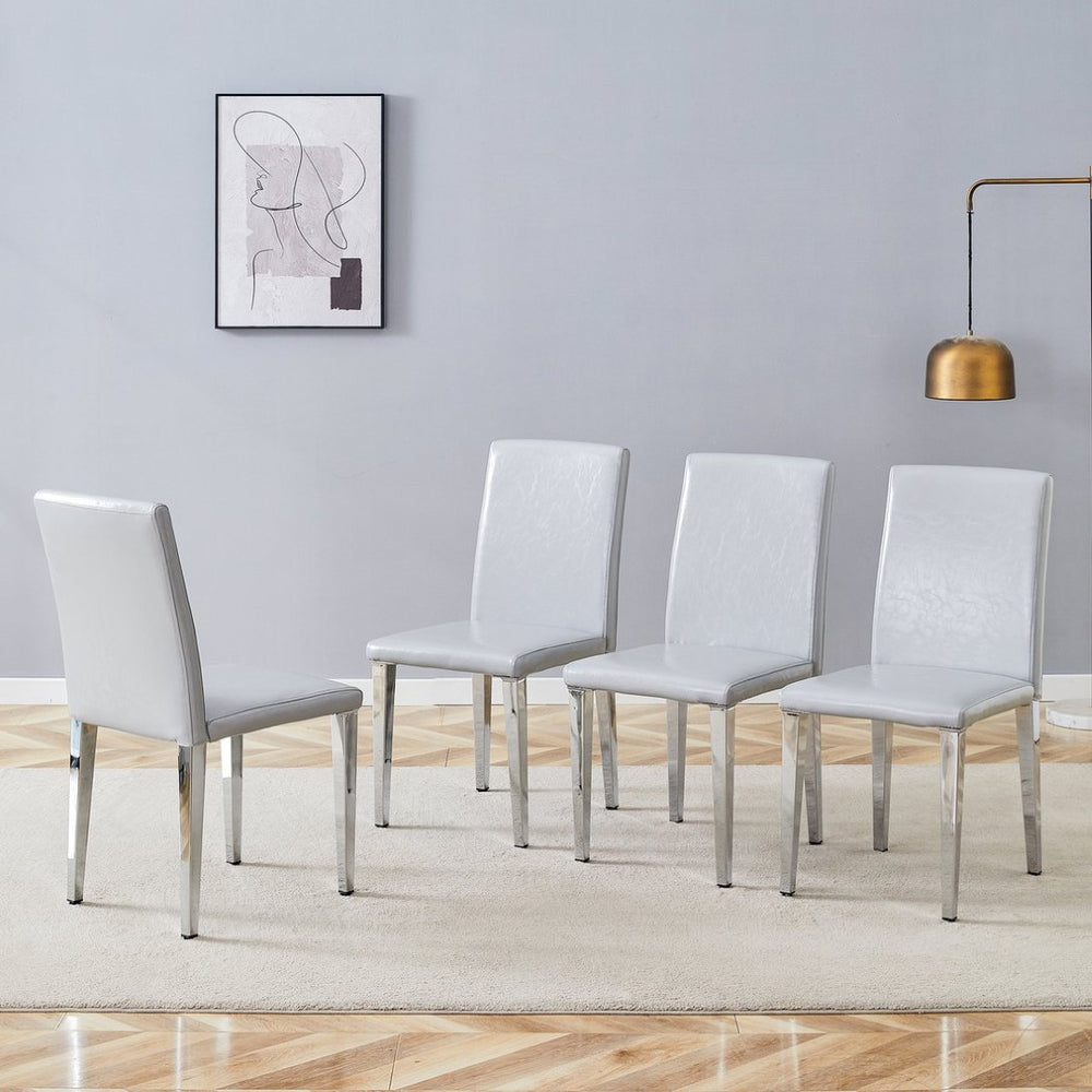 English Elm Four Pu Leather Dining Chairs with Metal Legs Modern Minimalist Set for Stylish Homes W1151P383508