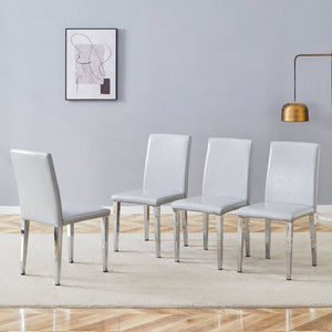 English Elm Four Pu Leather Dining Chairs with Metal Legs Modern Minimalist Set for Stylish Homes W1151P383508