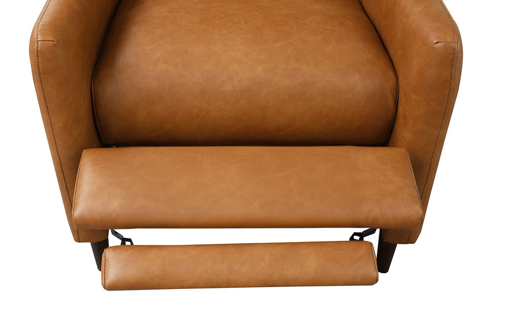 English Elm Brown Psyche Mid-Century Pushback Recliner Linen-Look High Back Channel Detail Tapered Legs 38" B2741P397645