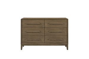 English Elm Small Dresser Peppercorn — Elm Veneer Six-Drawer Chest with Felt Top Drawers and Cedar Liner Light Brown 57 L x 22.25 W x 35.5 H B2699P401426