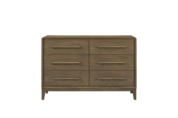 English Elm Small Dresser Peppercorn — Elm Veneer Six-Drawer Chest with Felt Top Drawers and Cedar Liner Light Brown 57 L x 22.25 W x 35.5 H B2699P401426