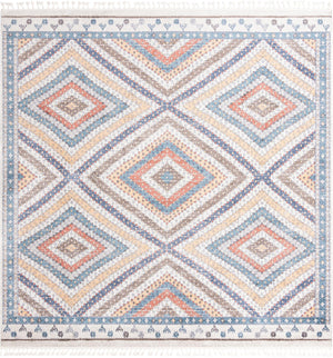 Unique Loom Aramis Rio Machine Made Tribal Rug Blue, Light Blue/Ivory/Light Brown/Terracotta 12' 0" x 12' 2"