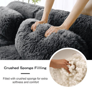 English Elm 114''soft Plush Modular Sectional Sofa with Cloud Cushions for Living Room Theater Dark Grey W714S01549
