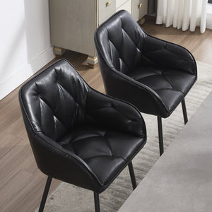 English Elm Dining Chairs Set Of 2 - Stylish Upholstered Faux Leather Armchairs For Comfort & Versatile Use W3112P262560