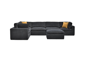 English Elm Coffee Bean Textured Modular Sectional Sofa Low Profile Contemporary Living Room Dark Gray B2748S00081