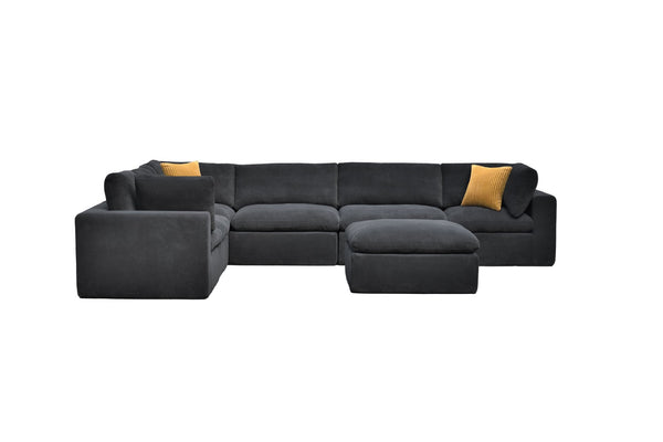 English Elm Coffee Bean Textured Modular Sectional Sofa Low Profile Contemporary Living Room Dark Gray B2748S00081