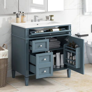 English Elm 30'' Modern Bathroom Vanity With Ceramic Sink, 3 Drawers & Cabinet Storage For Organized Elegance N710P206904M