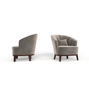 English Elm Ava Upholstered Barrel Accent Chair with Velvet-Like Fabric, Channel-Tufted Back, Plush Cushioning, Wooden Legs Gray B347P340822