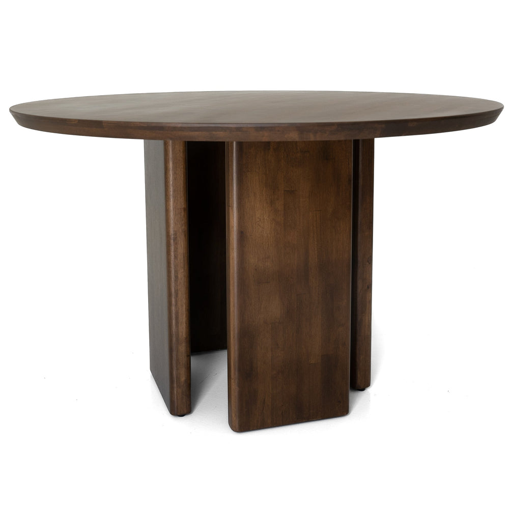 English Elm Ashcroft Furniture - Alden Round Walnut Dining Table with Solid Wood Pedestal Base, Japandi Mid-Century Elegance (49.8") B183S00102