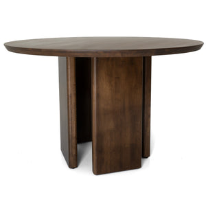 English Elm Ashcroft Furniture - Alden Round Walnut Dining Table with Solid Wood Pedestal Base, Japandi Mid-Century Elegance (49.8") B183S00102