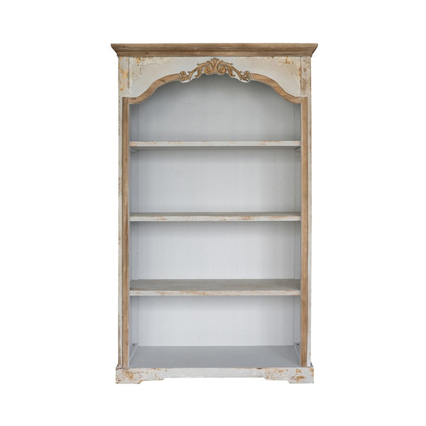 English Elm 47x16.5x75" Five Tier Fir Wood Bookcase Ornate Farmhouse Open Shelving Display Unit W2078P484435