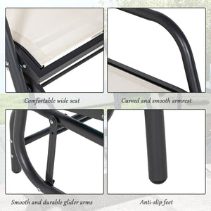 English Elm Outsunny Set Of 2 Cream White Glider Chairs, Breathable Mesh, Steel Frame For Garden & Patio Relaxation W2225P200433-GIGA