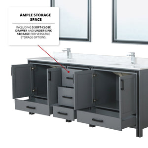 English Elm Dark Grey Double Bath Vanity 84" W x 22" D with White Quartz Top, Chrome Faucets & 34" Mirrors, Durable B2731S01136