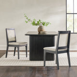 Solid Wood Dining Chair with Rattan Inset Back - Set of 2 Black CATD1EBL Walker Edison