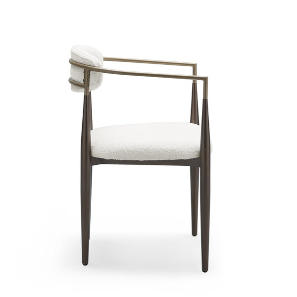 English Elm Dining Arm Chairs Set of 2 Gold Accent Iron Frame Upholstered Modern Minimalist White+Gold N771P392272J