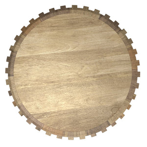 English Elm Lyall Solid Mango Wood Round Side Table with Fluted Column Design for Any Room B136P419901