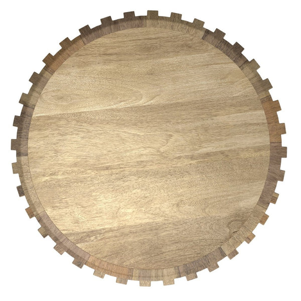 English Elm Lyall Solid Mango Wood Round Side Table with Fluted Column Design for Any Room B136P419901