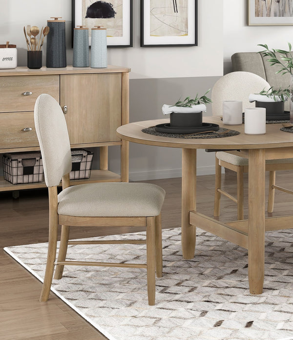 English Elm Classic Luxury 5-Piece Dining Set With Oval Extension Table & 4 Beige Upholstered Chairs For Elegance B011S01598