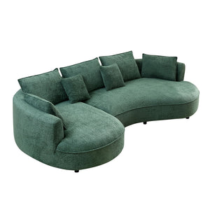 English Elm Oversized Boucle Sectional Sofa Curved 5 Seat Cloud Design with Left Chaise Lounge W876S00318
