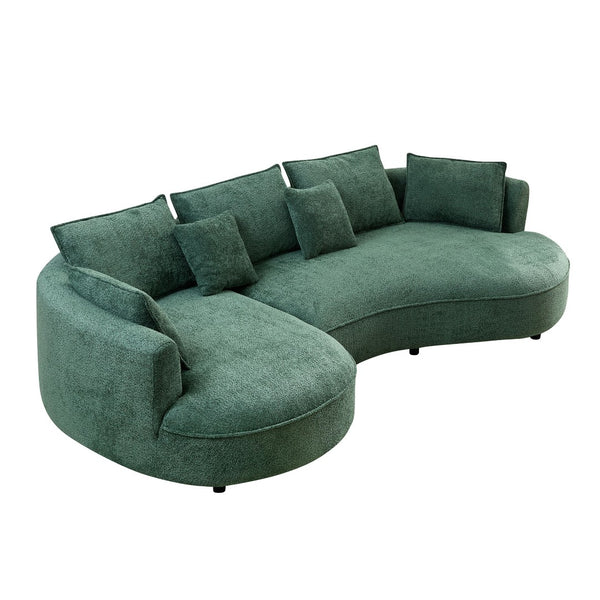 English Elm Oversized Boucle Sectional Sofa Curved 5 Seat Cloud Design with Left Chaise Lounge W876S00318
