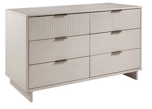 English Elm Granville 55" Modern Dresser In Light Gray With 6 Drawers, Gold Hardware & Textured Design Elegance B365S00091