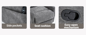English Elm Heat Massage Rocker Swivel Recliner with 8 Vibrating Nodes Plush Fabric Lounge Chair W3224P322251