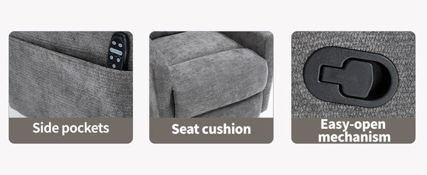 English Elm Heat Massage Rocker Swivel Recliner with 8 Vibrating Nodes Plush Fabric Lounge Chair W3224P322251
