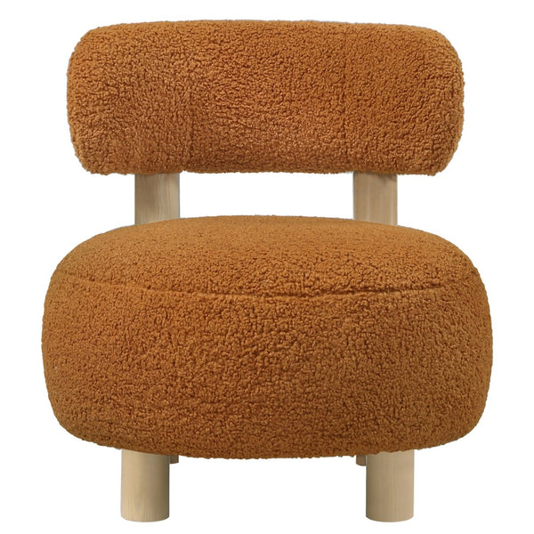 English Elm Calianna Boucle Barrel Accent Chair with Oak Legs for Living Room or Bedroom Orange B062P451996