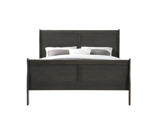 English Elm Louis Philippe Dark Gray 2-Piece Bedroom Set - Elegant Eastern King Sleigh Bed & Nightstand Combo B2726S00170