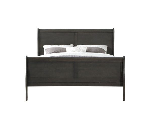 English Elm Louis Philippe Eastern King Sleigh Bed In Dark Gray - Sleek Design, Durable Build, Elegant Style B2726S00141